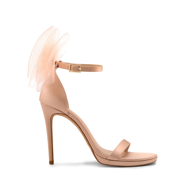 Silky Bow Ankle Strap High Stiletto Heel Sandals - NUDE - 3
